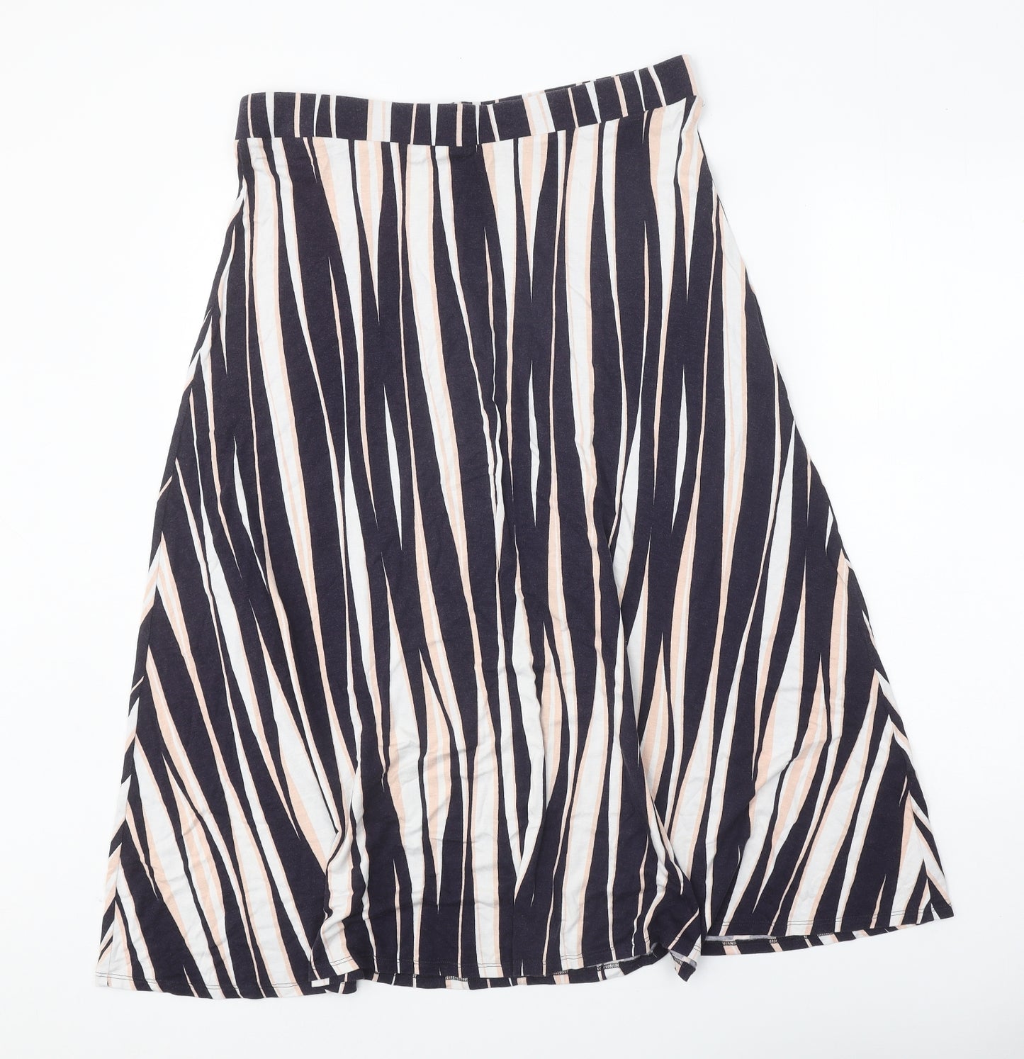 Classic Womens Blue Geometric Viscose Swing Skirt Size 14