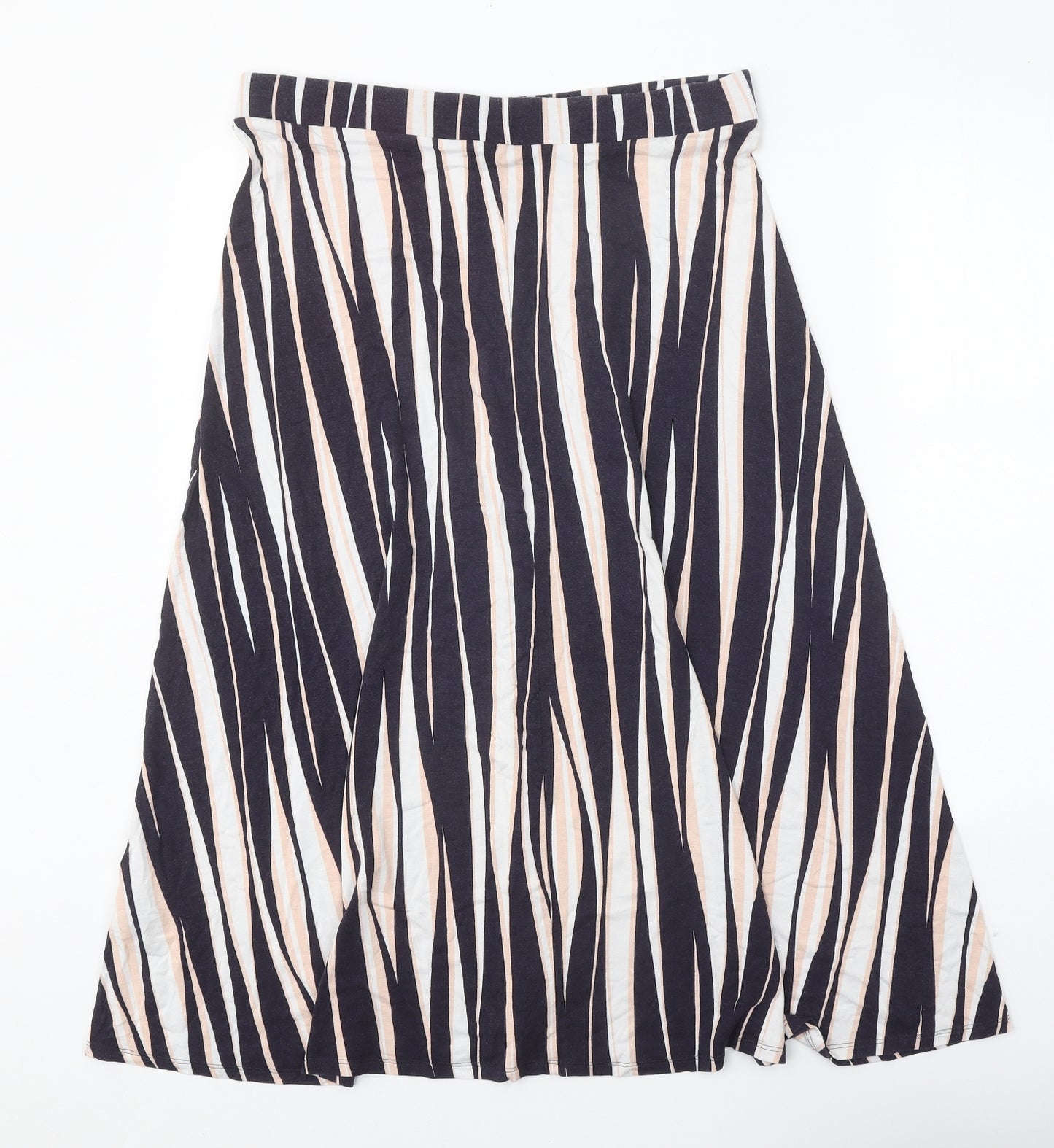 Classic Womens Blue Geometric Viscose Swing Skirt Size 14