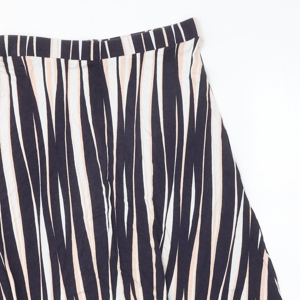 Classic Womens Blue Geometric Viscose Swing Skirt Size 14