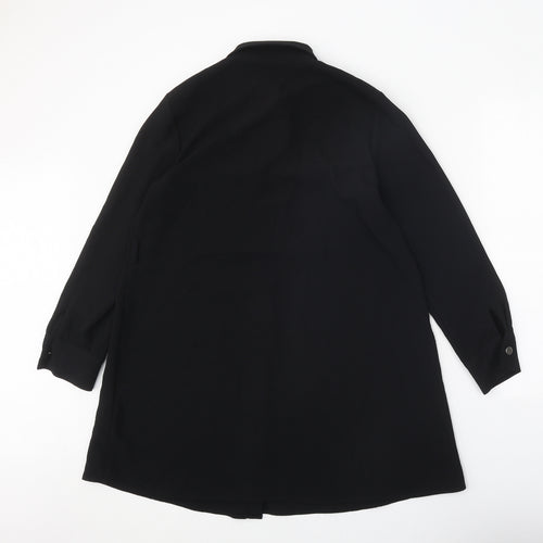 Zara Womens Black Polyester Shirt Dress Size S Collared Button