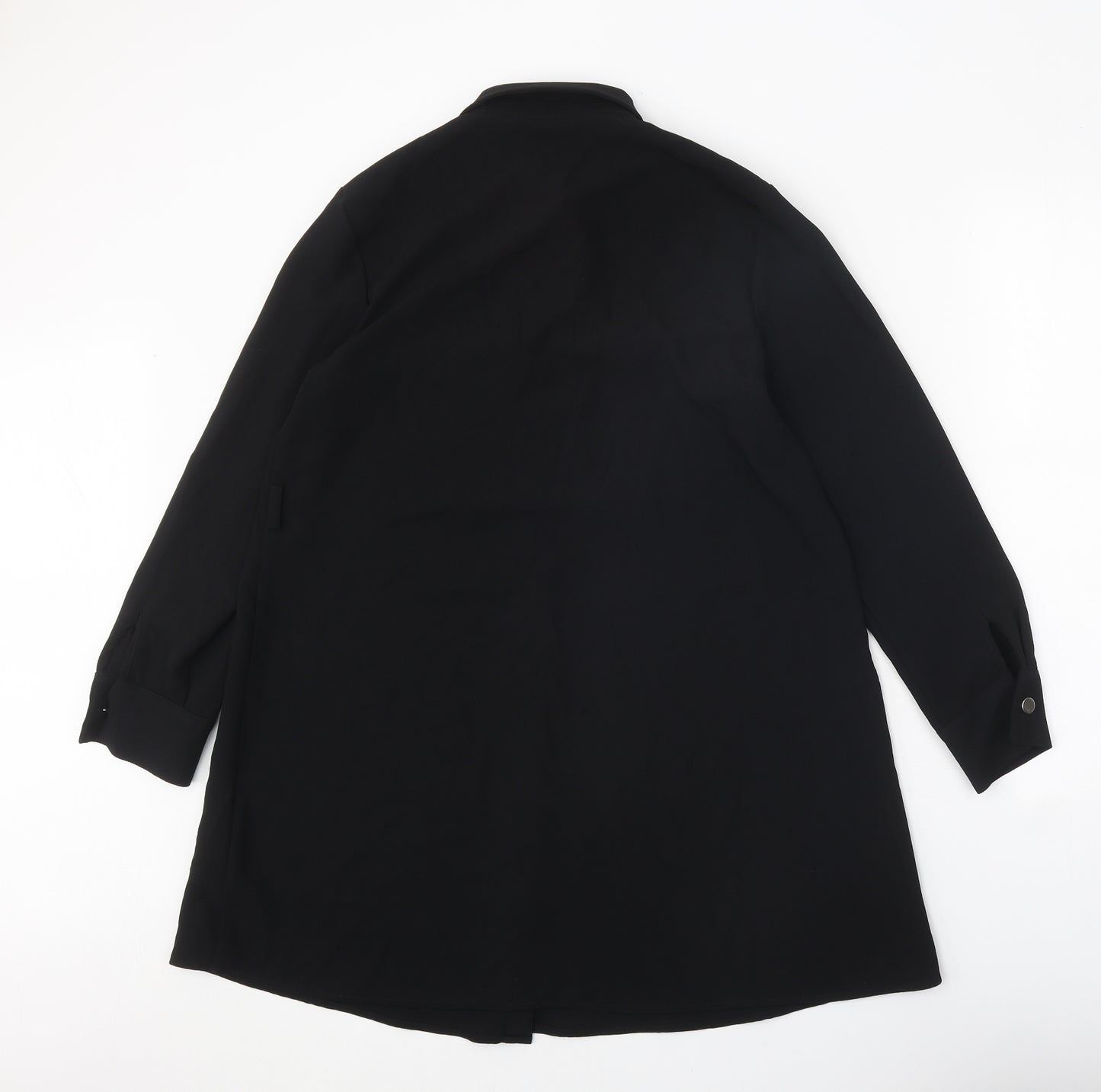 Zara Womens Black Polyester Shirt Dress Size S Collared Button