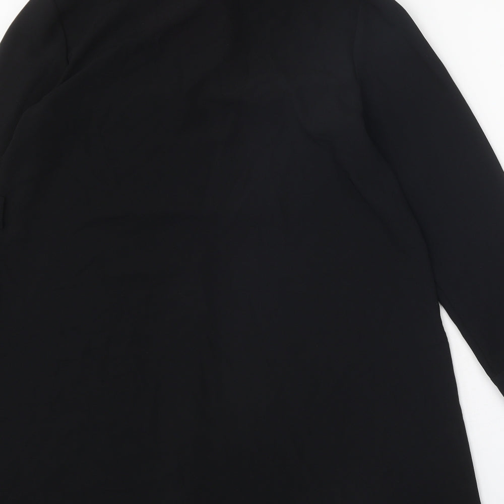 Zara Womens Black Polyester Shirt Dress Size S Collared Button