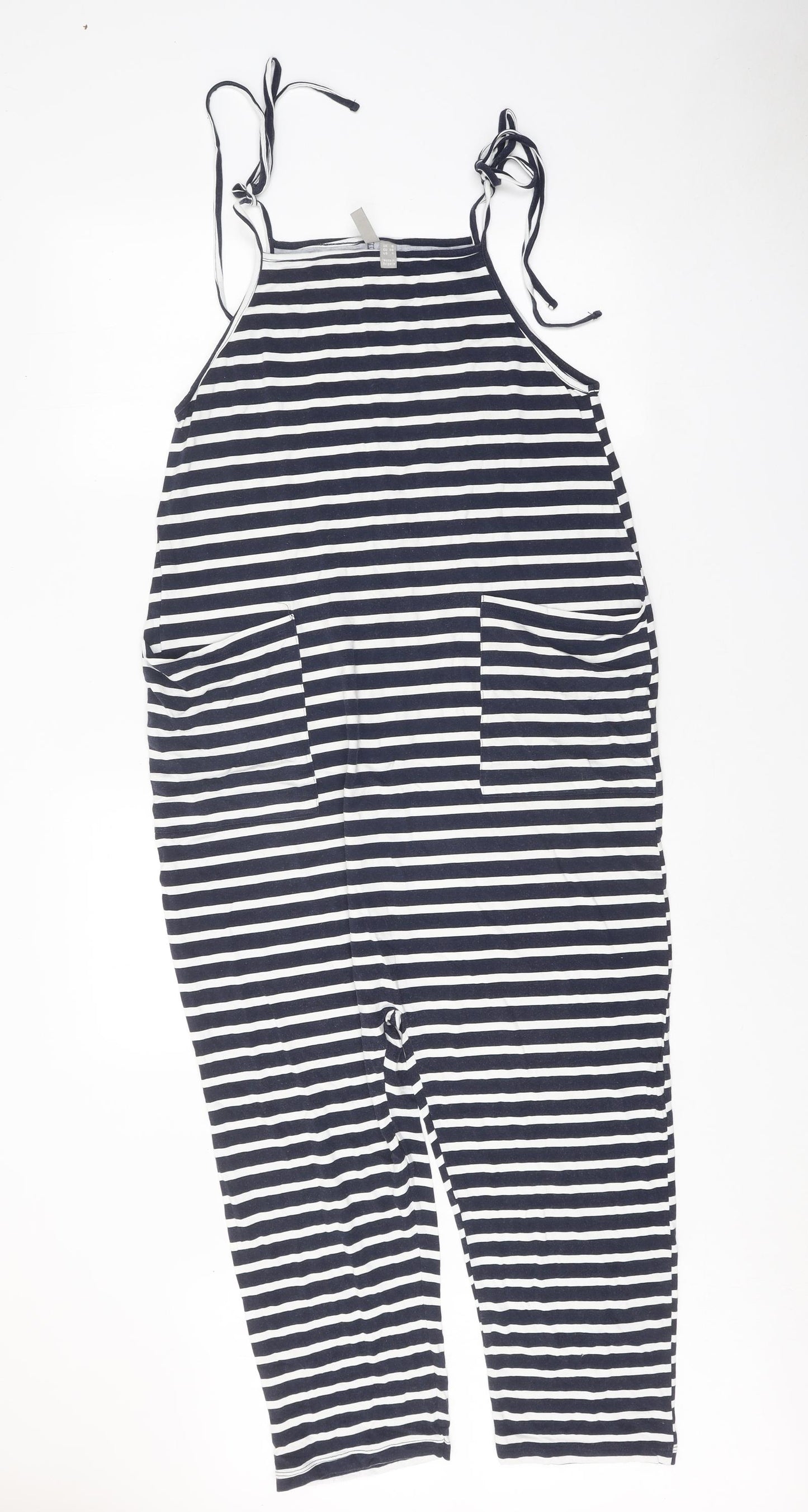 ASOS Womens Blue Striped Polyester Jumpsuit One-Piece Size 8 Tie
