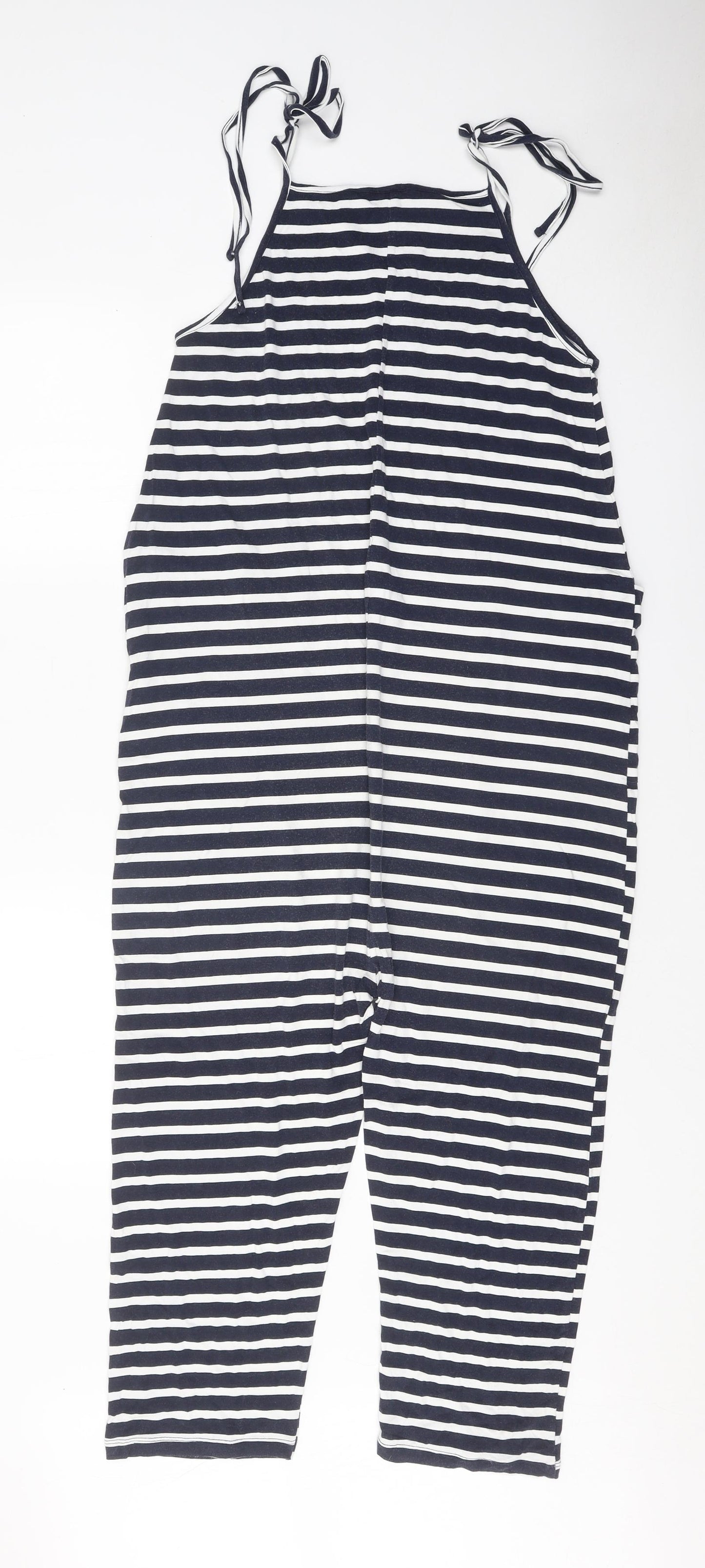 ASOS Womens Blue Striped Polyester Jumpsuit One-Piece Size 8 Tie