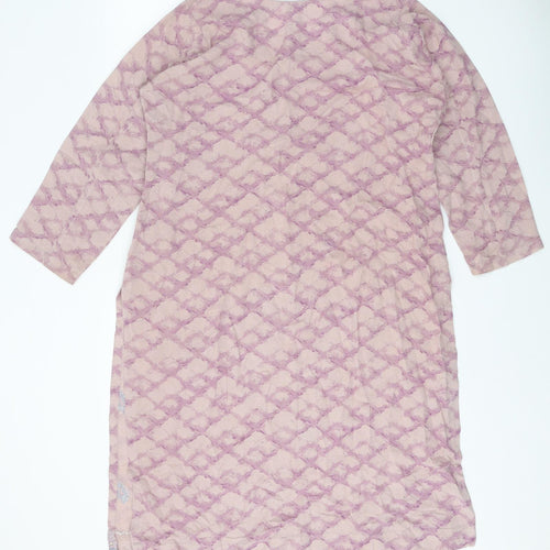 Preworn Womens Pink Geometric Polyester Shift One Size Square Neck Pullover