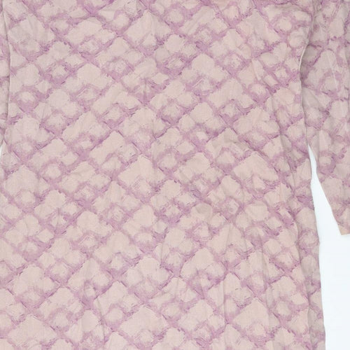 Preworn Womens Pink Geometric Polyester Shift One Size Square Neck Pullover
