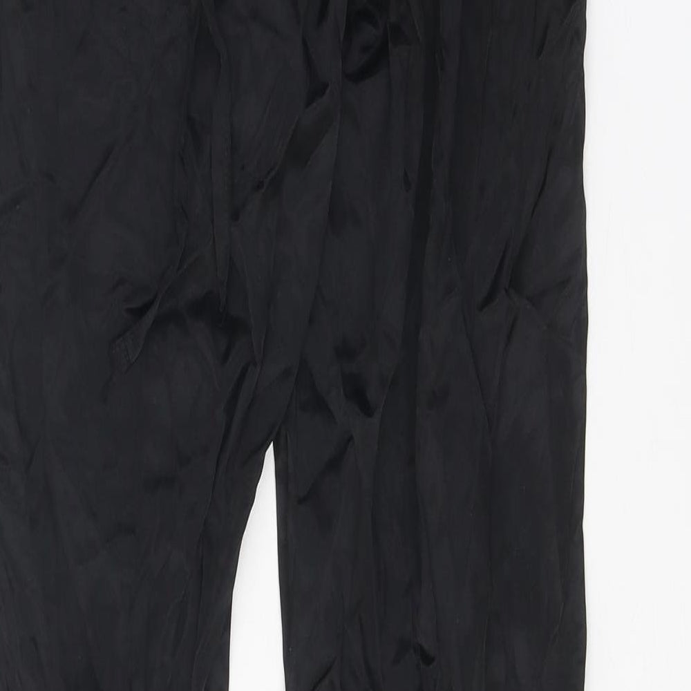 Zara Womens Black Viscose Trousers Size M Regular Zip