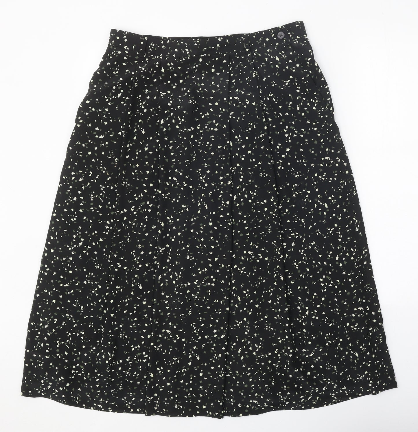 Viyella Womens Black Geometric Polyester Swing Skirt Size 14 Zip
