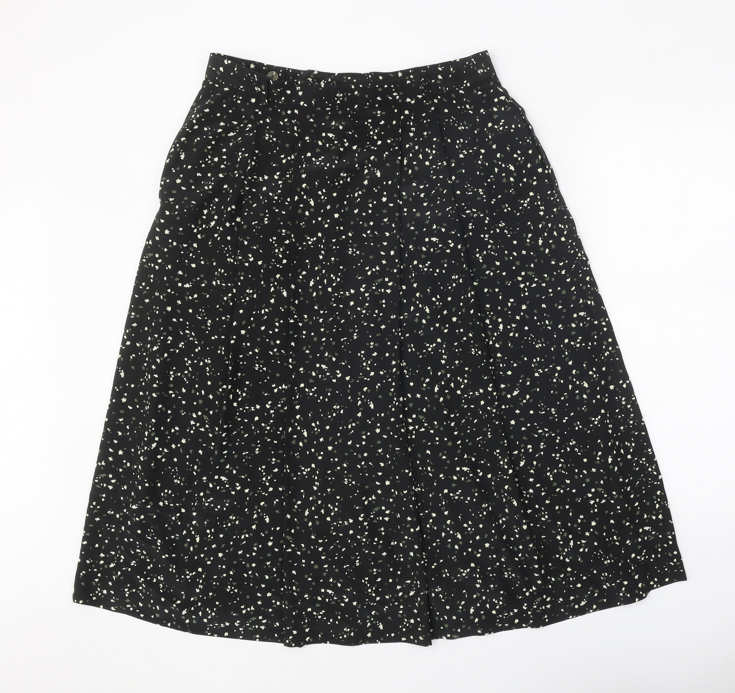 Viyella Womens Black Geometric Polyester Swing Skirt Size 14 Zip