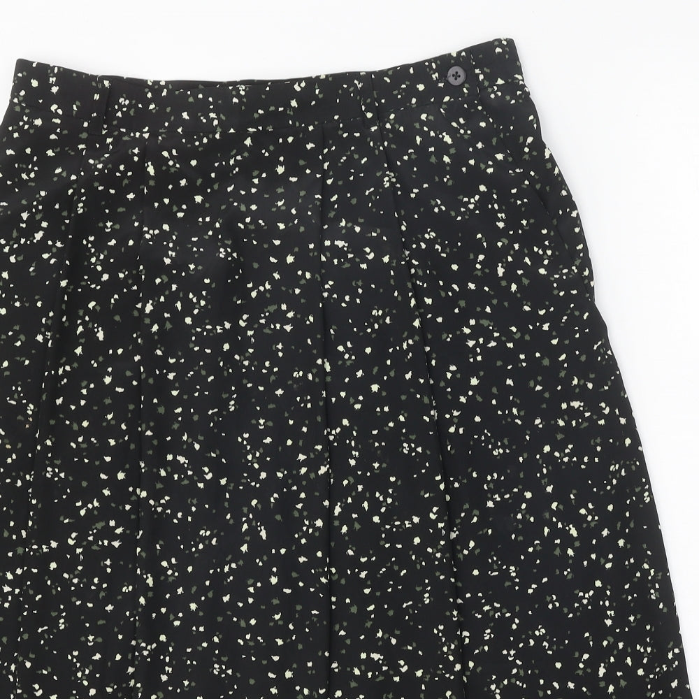 Viyella Womens Black Geometric Polyester Swing Skirt Size 14 Zip