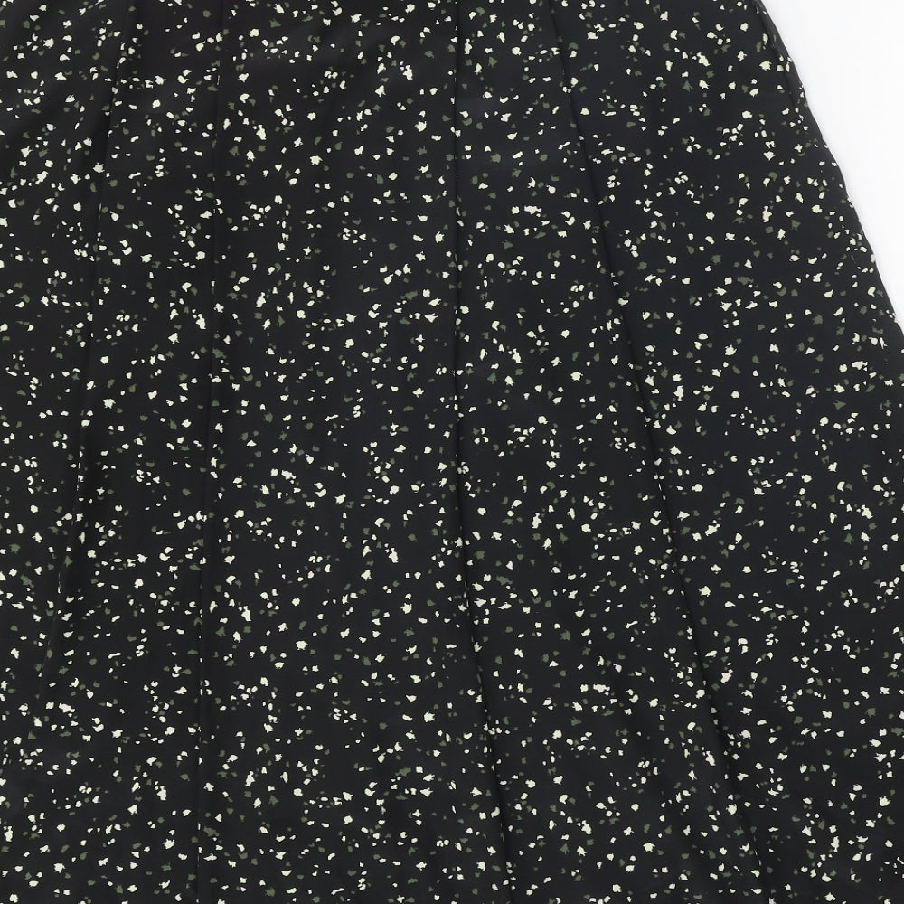 Viyella Womens Black Geometric Polyester Swing Skirt Size 14 Zip