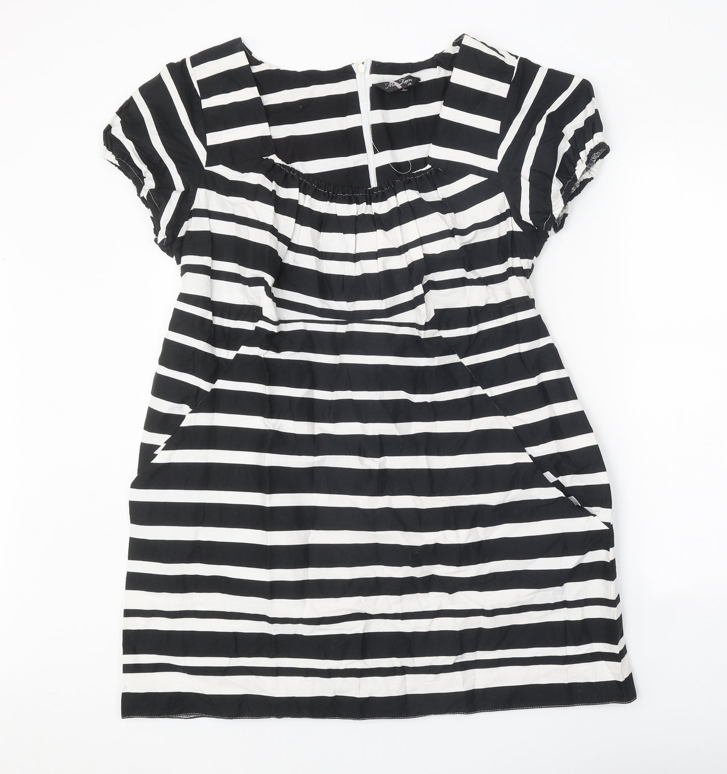 Maria Kaneva Womens Black Striped Polyester A-Line Size 20 Square Neck Tie