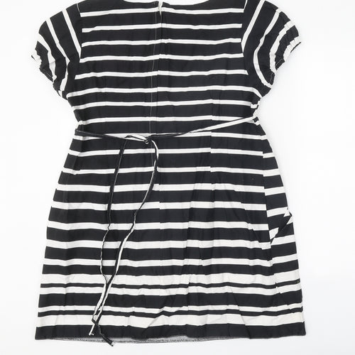 Maria Kaneva Womens Black Striped Polyester A-Line Size 20 Square Neck Tie