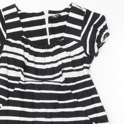 Maria Kaneva Womens Black Striped Polyester A-Line Size 20 Square Neck Tie