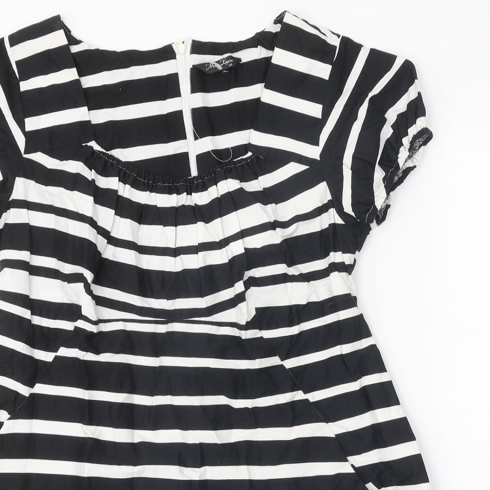 Maria Kaneva Womens Black Striped Polyester A-Line Size 20 Square Neck Tie