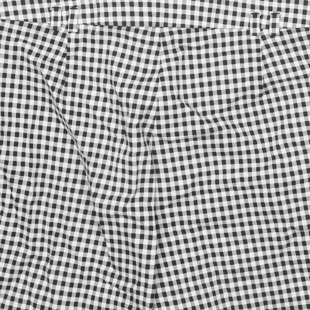 F&F Womens Black Check Cotton Basic Shorts Size 14 Regular Zip