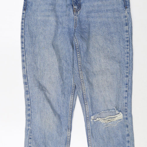 Topshop Womens Blue Cotton Straight Jeans Size 28 in Regular Zip