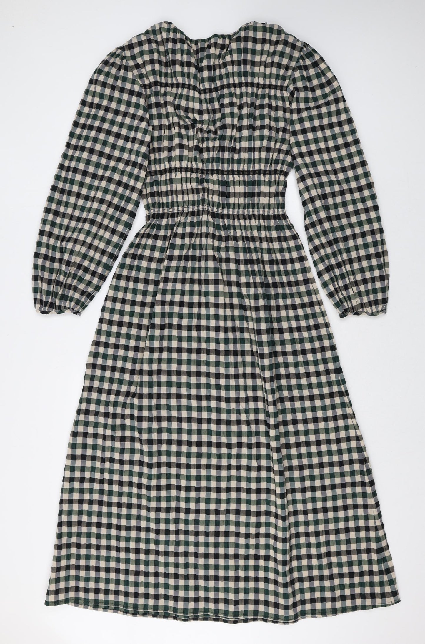 Marks and Spencer Womens Multicoloured Gingham Polyester Fit & Flare Size 8 Round Neck Pullover