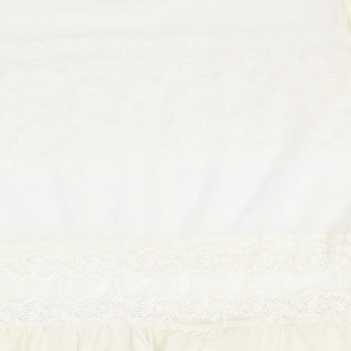 Divided Womens Ivory Cotton Basic T-Shirt Size 10 Round Neck - Lace Detail
