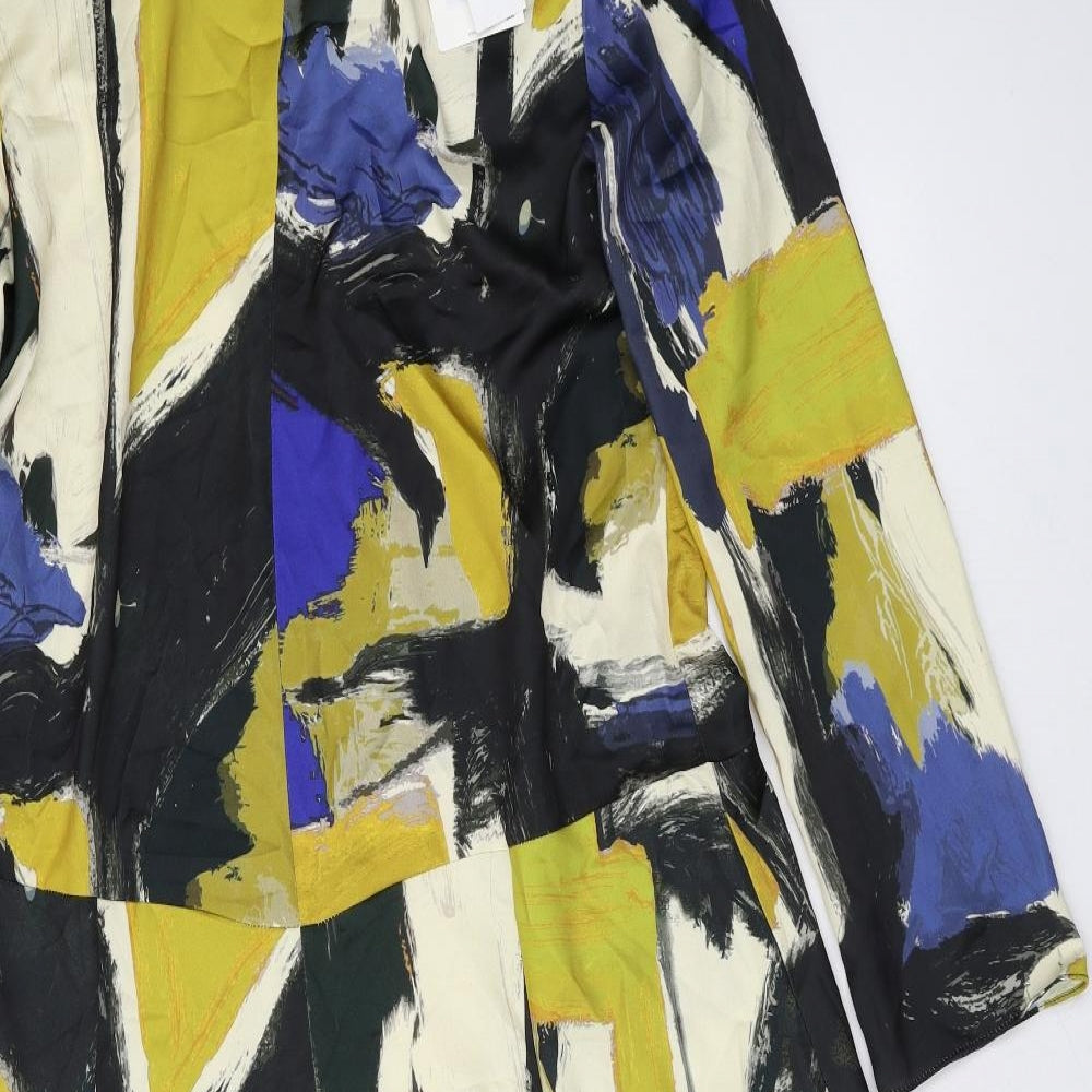 Zara Womens Multicoloured Geometric Polyester A-Line Size XL V-Neck Zip
