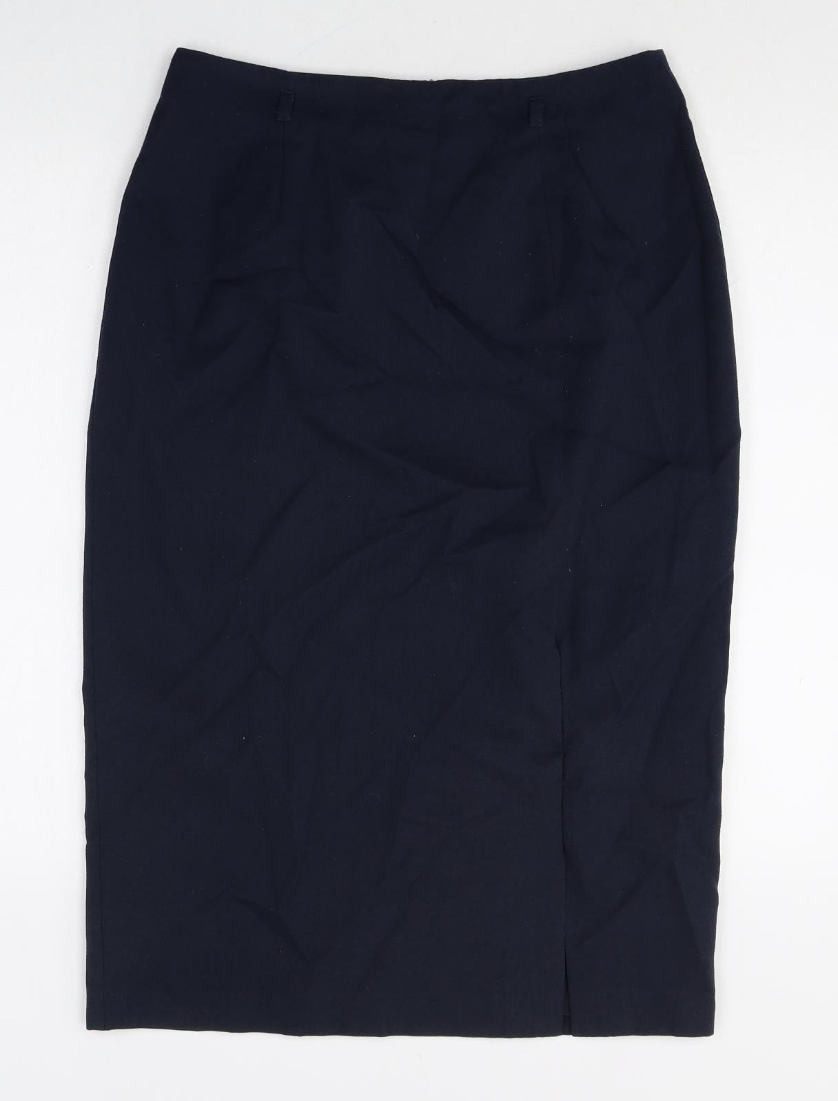 Collection Womens Blue Polyester Straight & Pencil Skirt Size 14 Zip