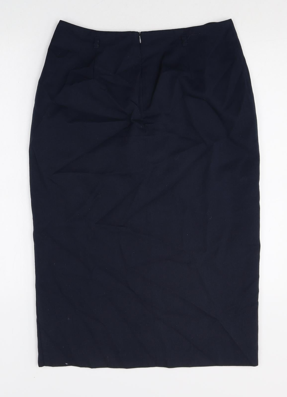 Collection Womens Blue Polyester Straight & Pencil Skirt Size 14 Zip