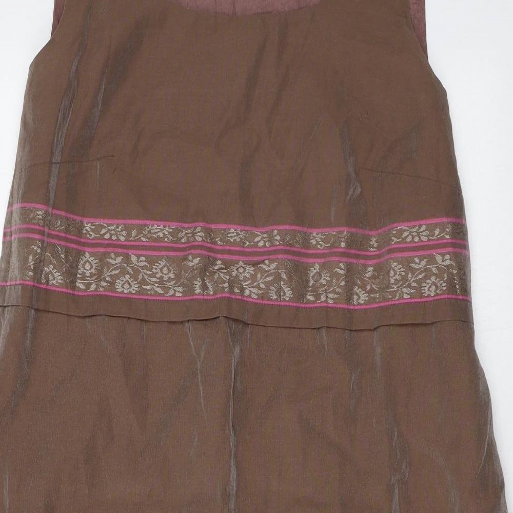 FOMES PARIS Womens Brown Cotton A-Line Size 16 Square Neck Pullover