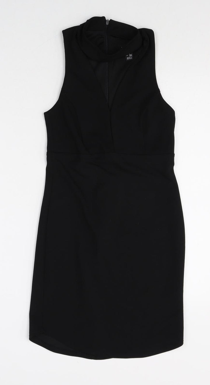 New Look Womens Black Polyester Shift Size 8 Halter Zip - Keyhole Front