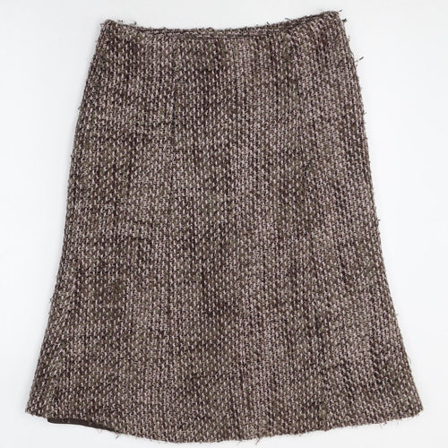 PORTAFINA Womens Brown Geometric Acrylic Swing Skirt Size 12 Zip