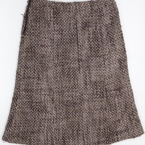 PORTAFINA Womens Brown Geometric Acrylic Swing Skirt Size 12 Zip