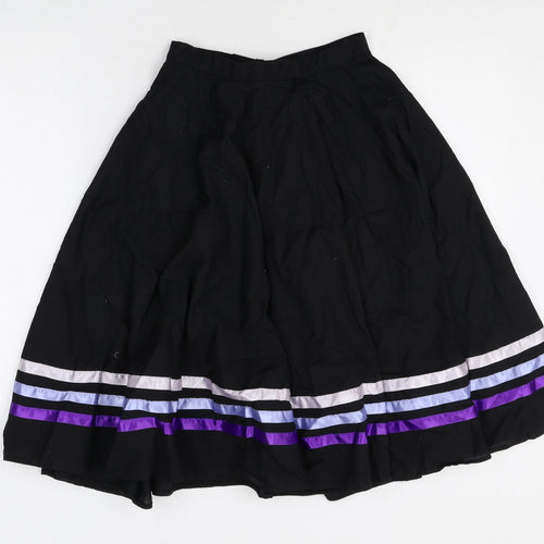 Plume Girls Black Striped Cotton Swing Skirt Size 2-3 Years Regular Hook & Loop
