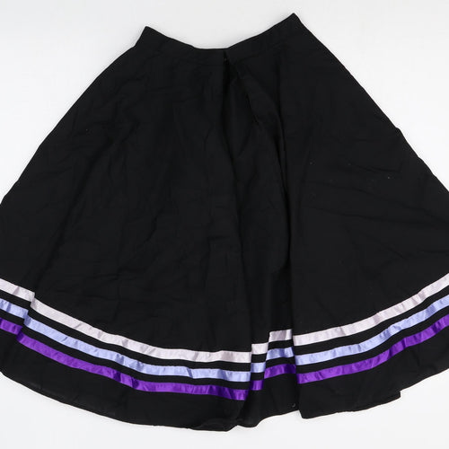 Plume Girls Black Striped Cotton Swing Skirt Size 2-3 Years Regular Hook & Loop