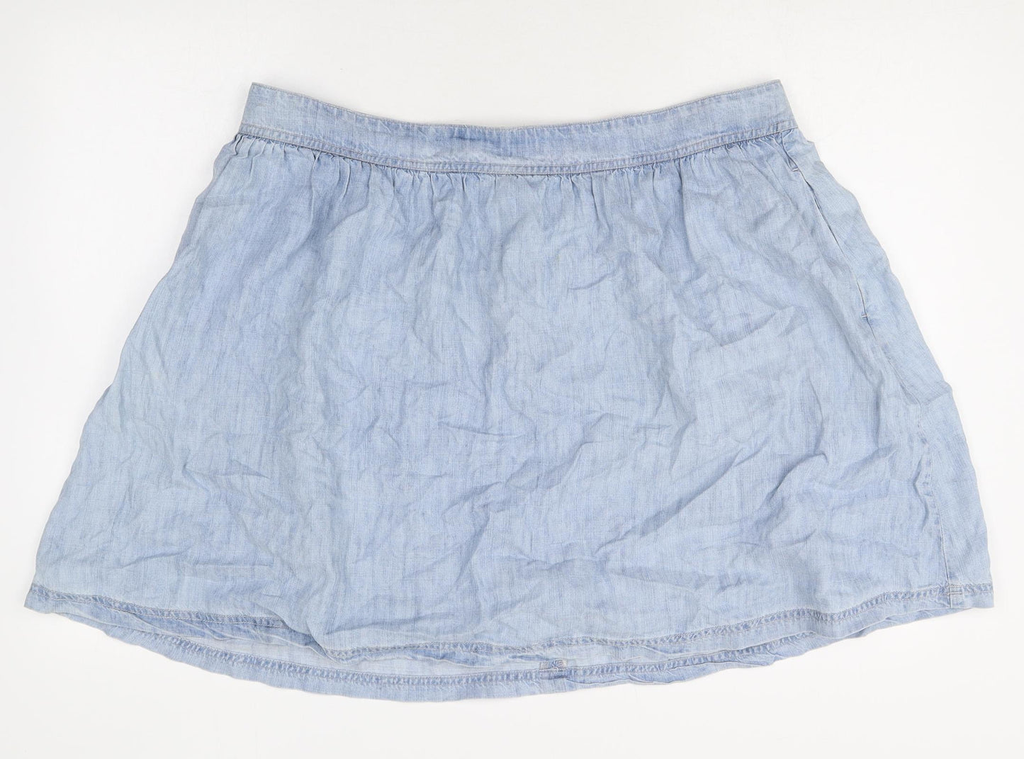 NEXT Womens Blue Lyocell Skater Skirt Size 18 Zip