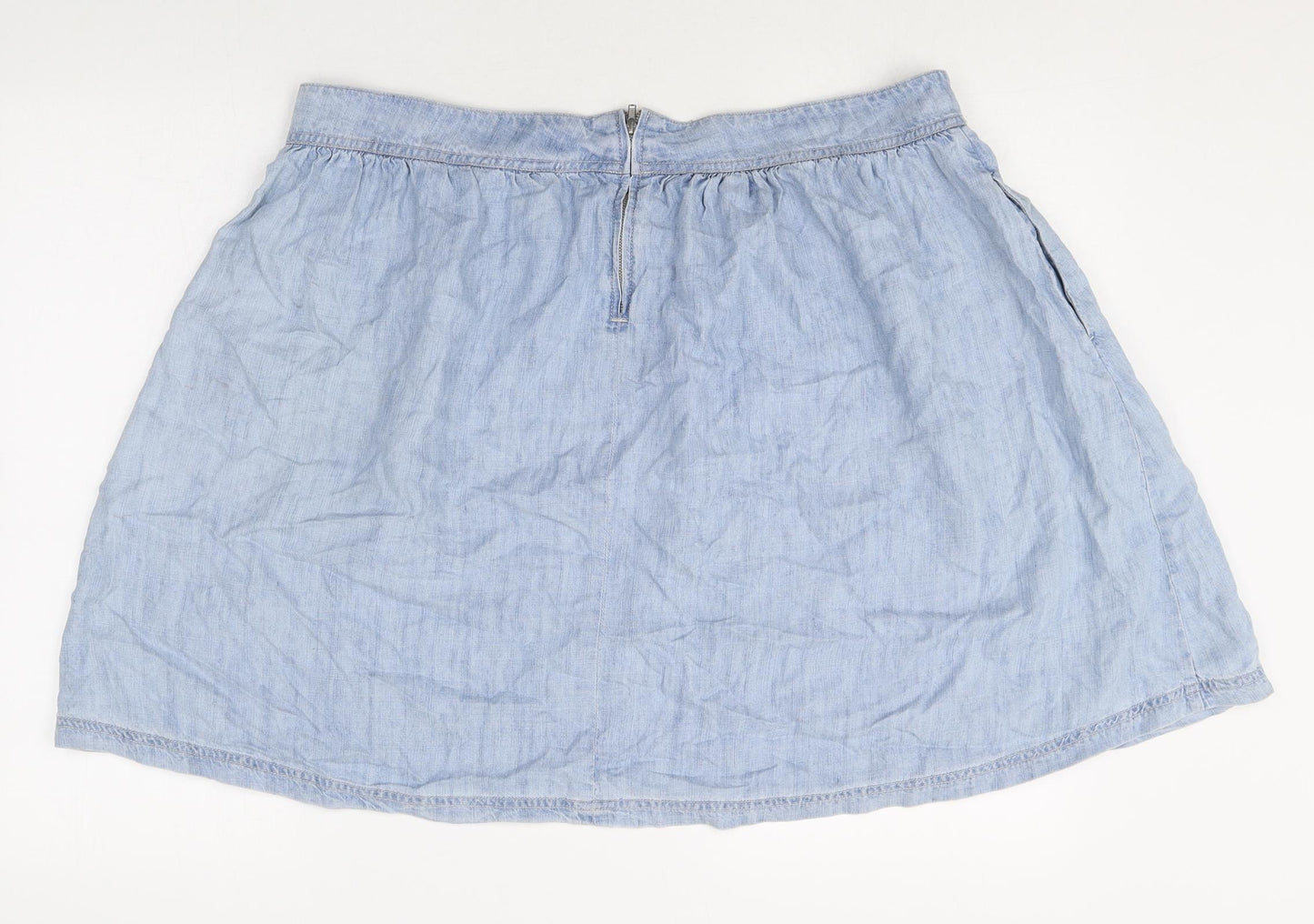 NEXT Womens Blue Lyocell Skater Skirt Size 18 Zip