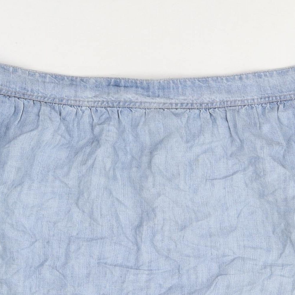 NEXT Womens Blue Lyocell Skater Skirt Size 18 Zip