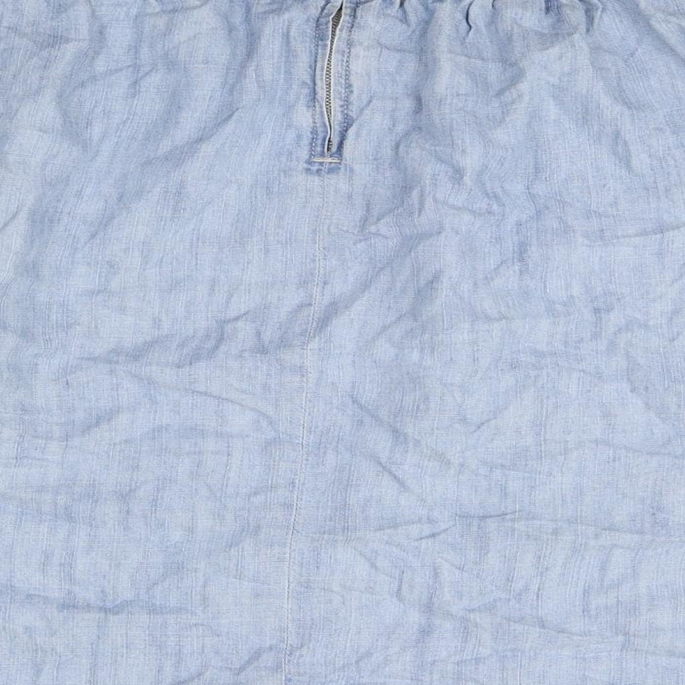 NEXT Womens Blue Lyocell Skater Skirt Size 18 Zip