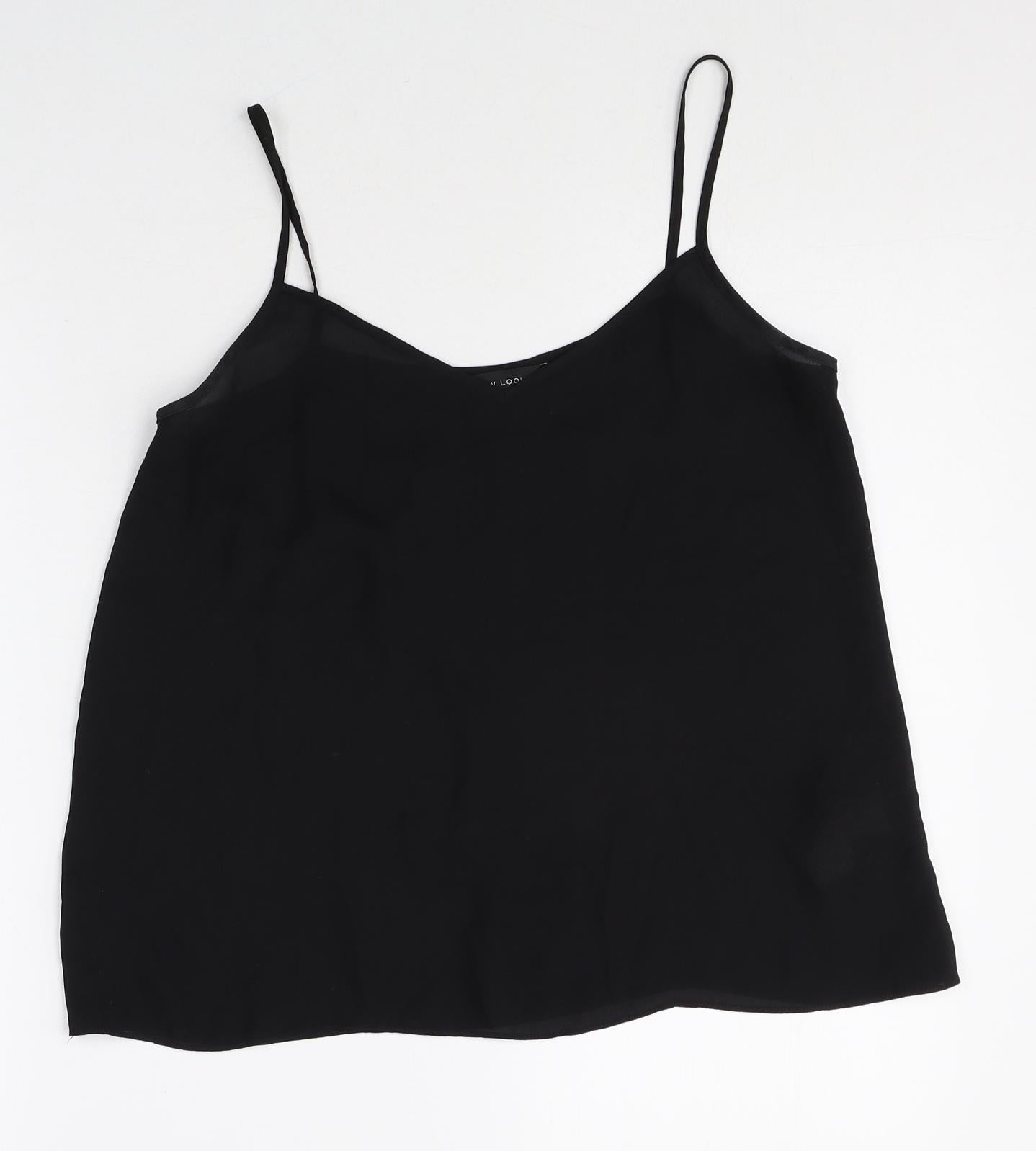 New Look Womens Black Polyester Camisole Tank Size 10 Scoop Neck
