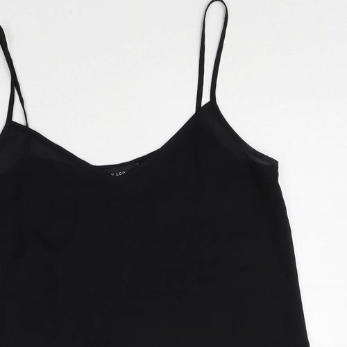 New Look Womens Black Polyester Camisole Tank Size 10 Scoop Neck