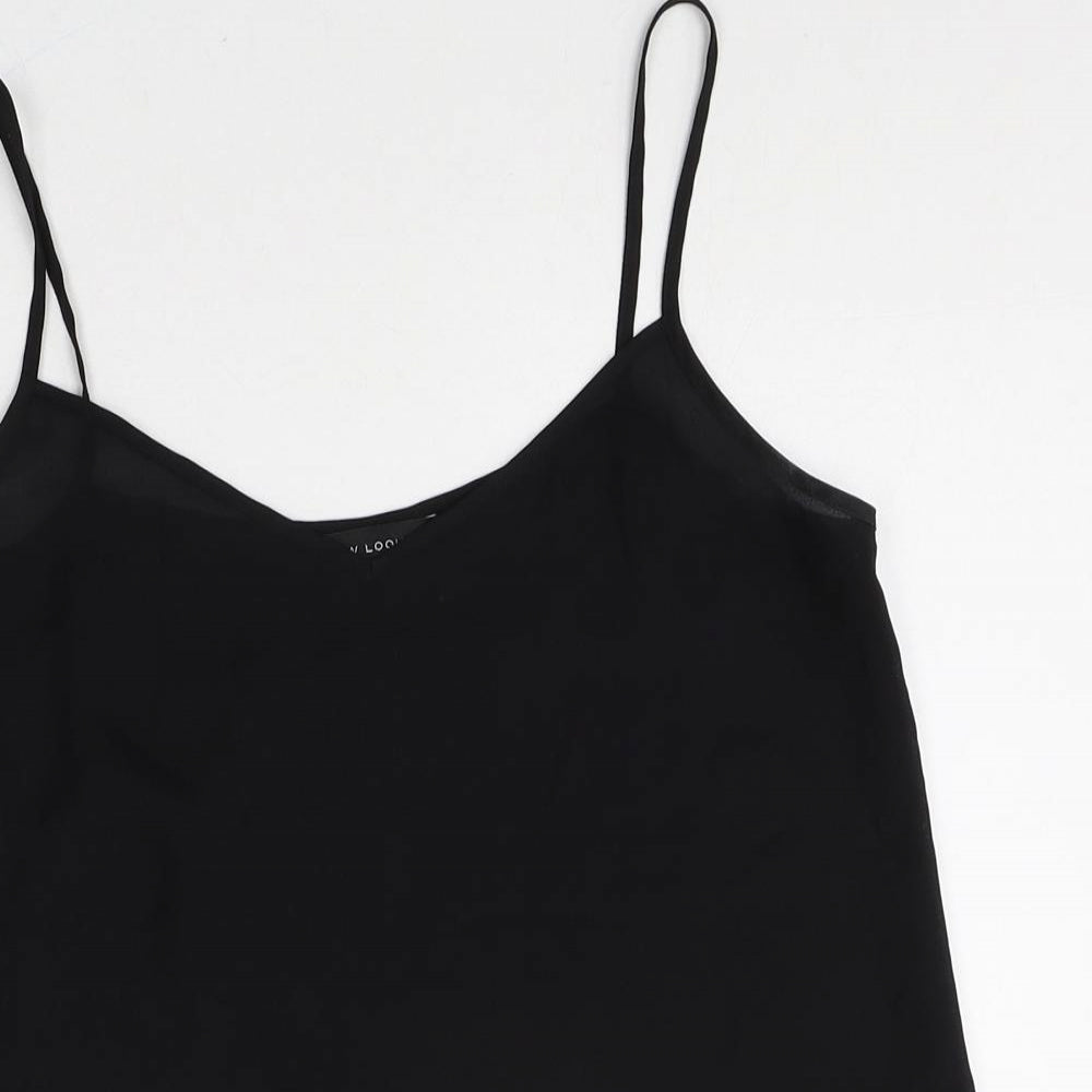 New Look Womens Black Polyester Camisole Tank Size 10 Scoop Neck