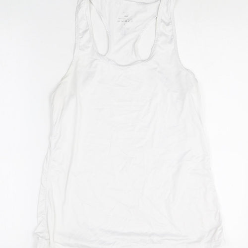 Preworn Womens White Polyester Basic Tank Size L Scoop Neck Pullover - Racerback