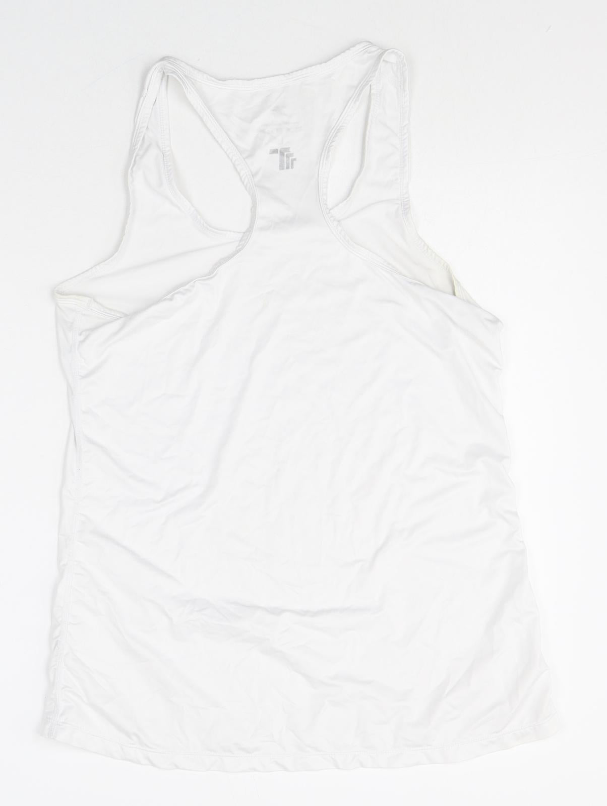 Preworn Womens White Polyester Basic Tank Size L Scoop Neck Pullover - Racerback