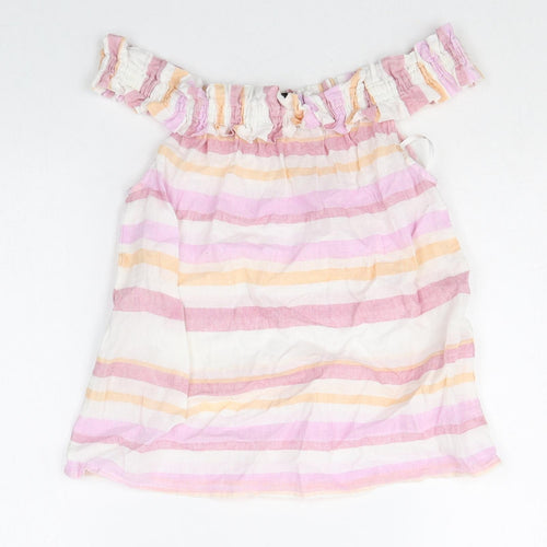 VERO MODA Womens Multicoloured Striped Cotton Basic Tank Size XS Off the Shoulder - Bardot