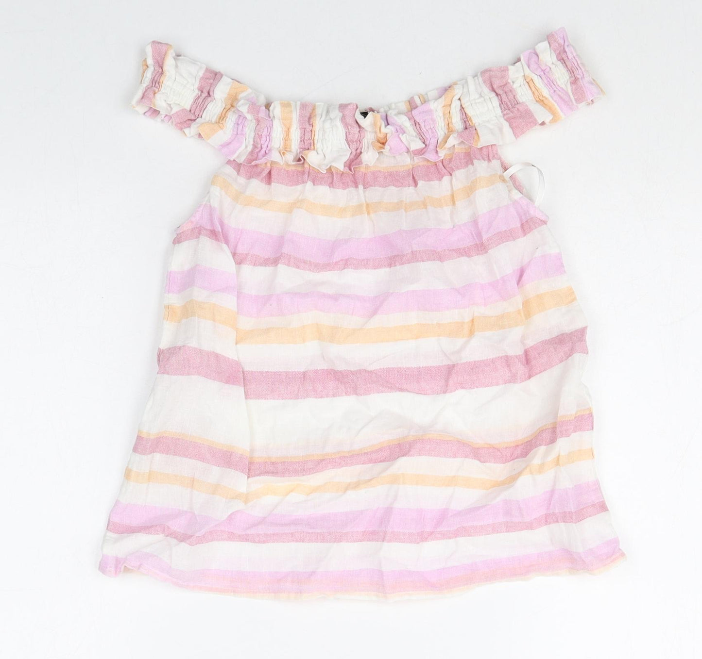 VERO MODA Womens Multicoloured Striped Cotton Basic Tank Size XS Off the Shoulder - Bardot