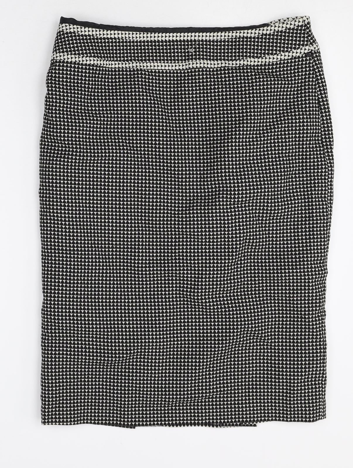 NEXT Womens Multicoloured Geometric Cotton Straight & Pencil Skirt Size 14 Zip