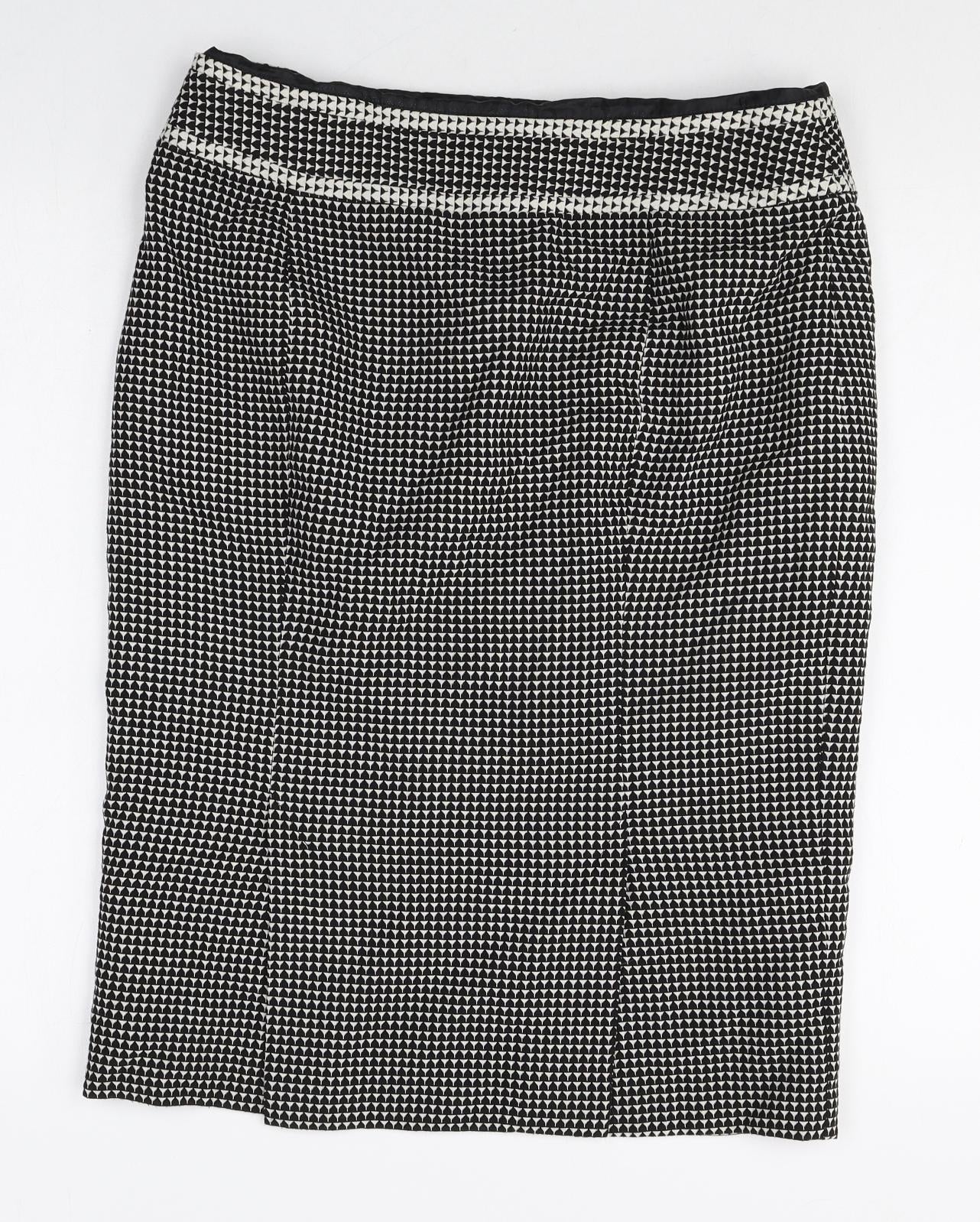 NEXT Womens Multicoloured Geometric Cotton Straight & Pencil Skirt Size 14 Zip