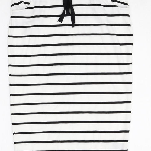 ODEL Womens White Striped Polyester Straight & Pencil Skirt Size 8 Drawstring