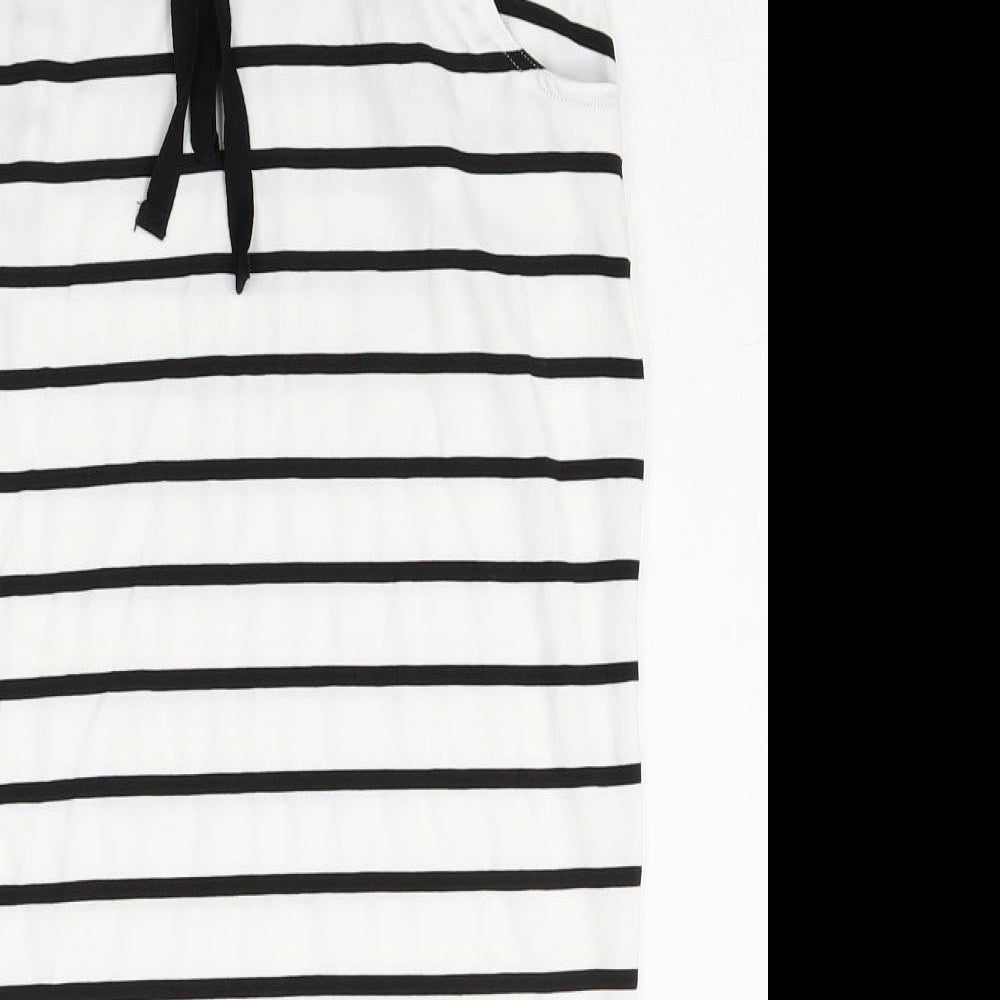 ODEL Womens White Striped Polyester Straight & Pencil Skirt Size 8 Drawstring