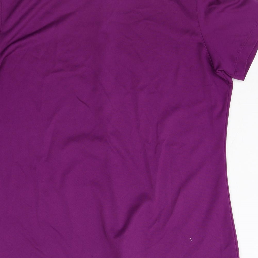 Callaway Womens Purple Polyester Basic Polo Size L Collared Button