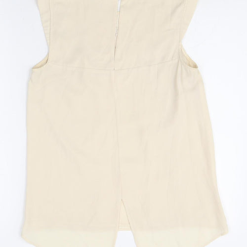 Oasis Womens Ivory Polyester Basic Blouse Size 8 Scoop Neck