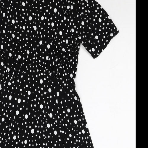 ASOS Womens Black Polka Dot Viscose A-Line Size 8 Round Neck Pullover